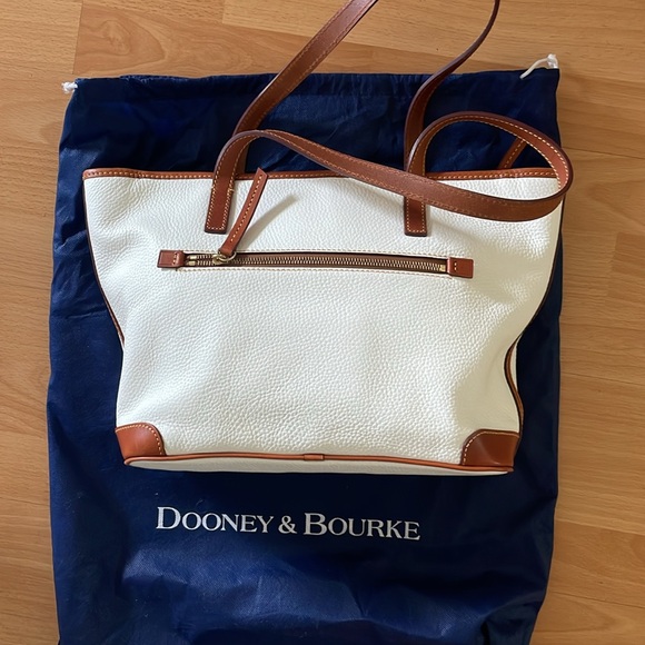 DOONEY & BOURKE White and Tan Pebble Grained Leather Large Tote - Picture 3 of 9
